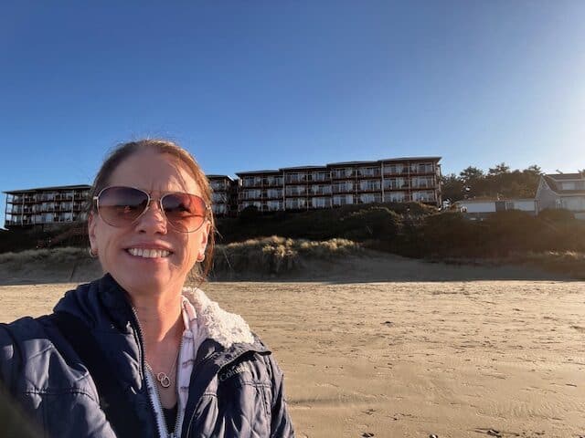 View of the Hallmark Resort and Spa from Cannon Beach in Oregon