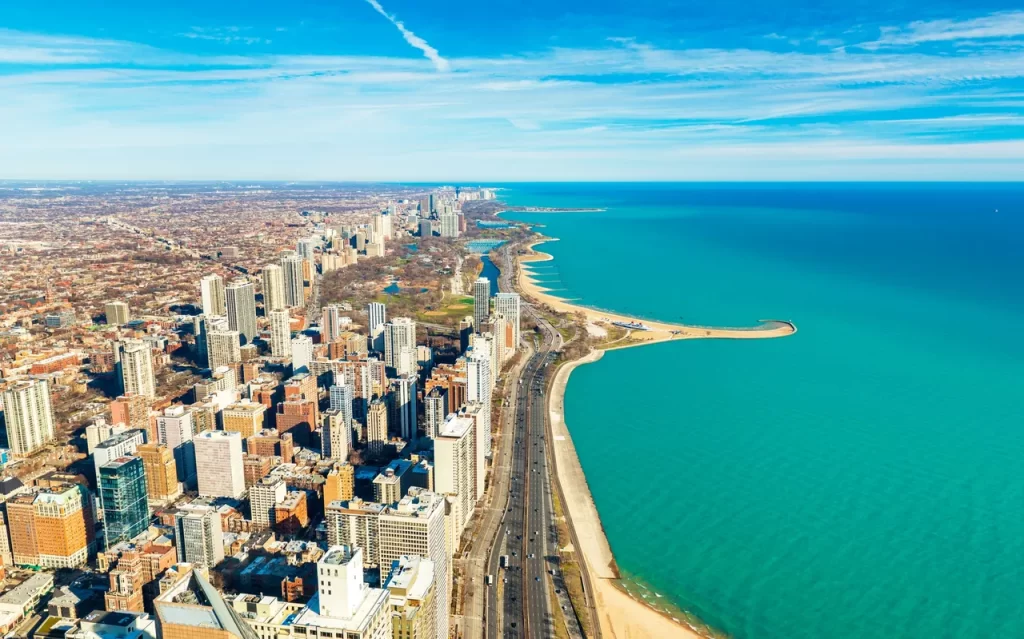 Lake Michigan waterfront in Chicago, Illinois