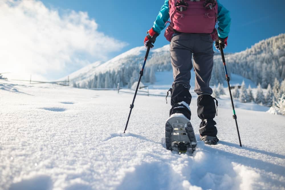 Snowshoeing in the mountains