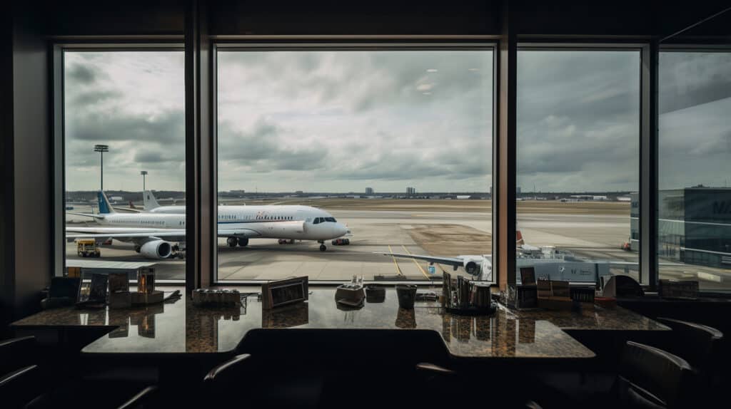View from an airport terminal lounge