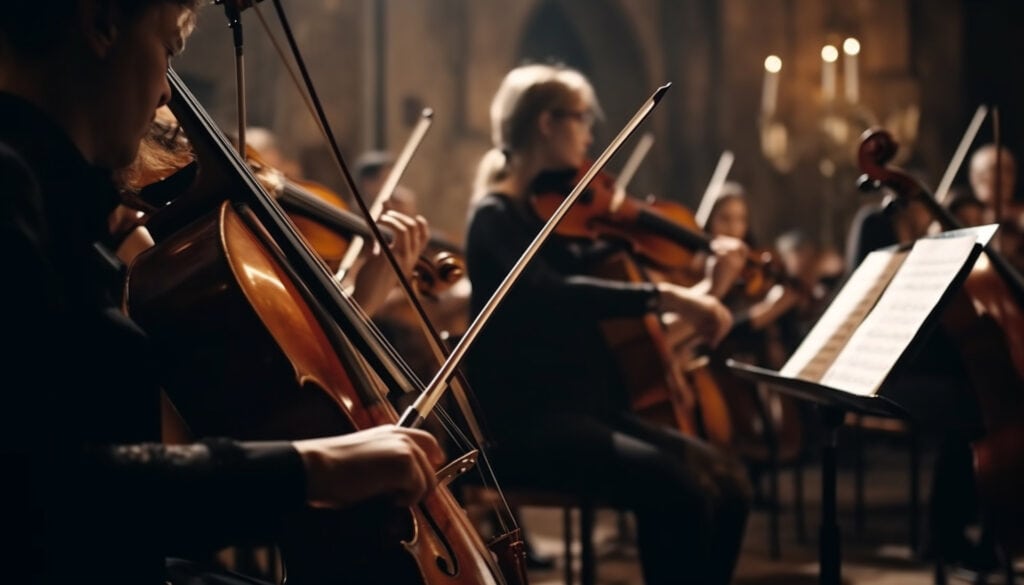Symphony orchestra playing the Cello
