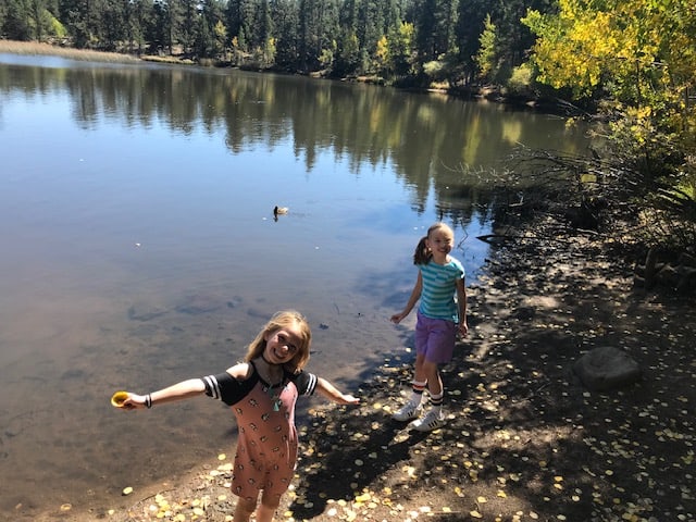 Kids posing at Rainbow Lake in Nederland, Colorado