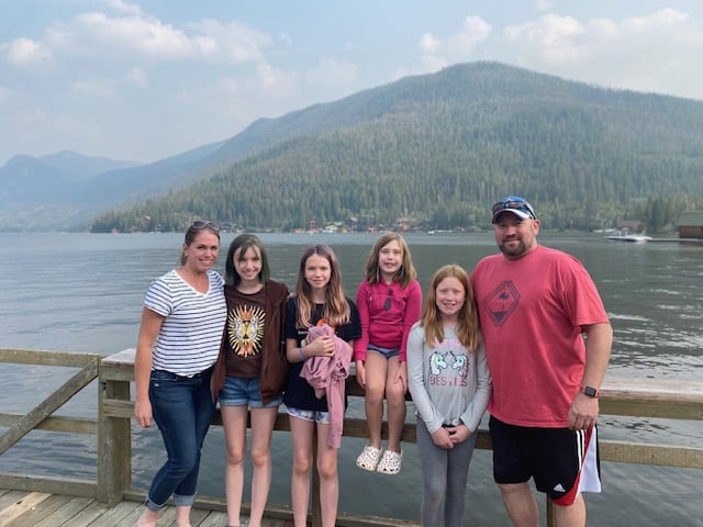 Family on a dock at Grand Lake,  Colorado