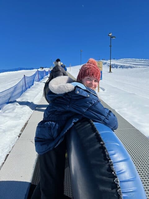 Going up the Magic Carpet Snowing Tubing at the Frisco Adventure Park