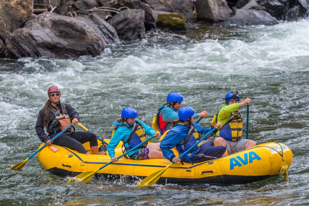 A group of whitewater rafters in Colorado