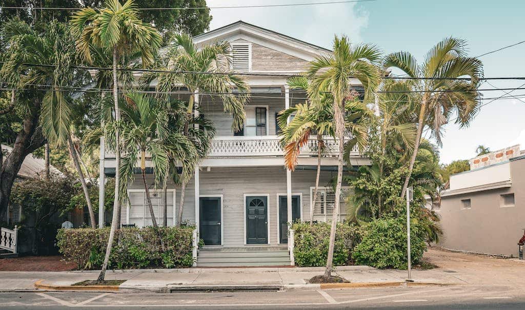 A House with Palm Trees on the front in Key West, Florida, USA