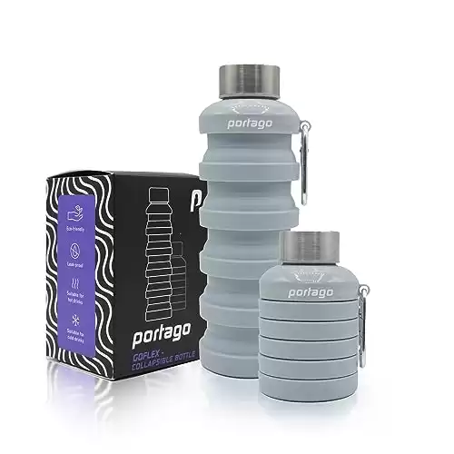 Portago - Goflex Collapsible Water Bottle - 16.9 oz/500 ml, Reusable Silicone, BPA-Free, Perfect for Travel