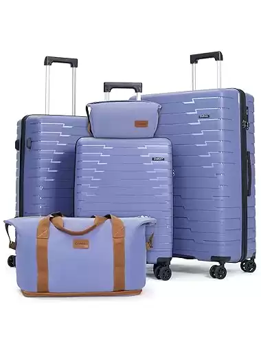 Luggage Sets 5 Piece, Suitcases with Wheels, PP Hard Case Luggage with Upgraded Shock-absorbing Spinner Wheel & TSA Lock