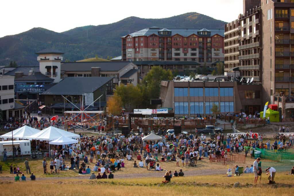 Summer at the base of the ski mountain at Steamboat Springs Resorts in Colorado