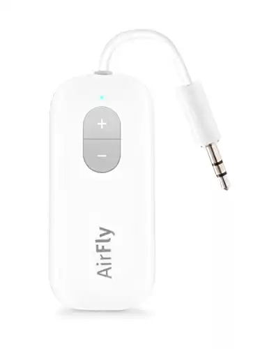 Twelve South AirFly SE Bluetooth Wireless Audio Transmitter Receiver for AirPods or Wireless Headphones - Use with Any 3.5 mm Audio Jack for Airplanes