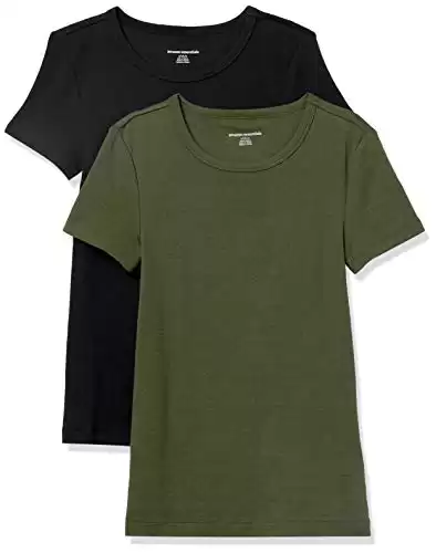 Amazon Essentials Women’s Slim-Fit Short-Sleeve Crewneck T-Shirt, Pack of 2