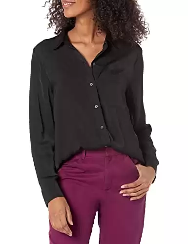 GAP Womens Easy Shirt Blouse, True Black, Medium US