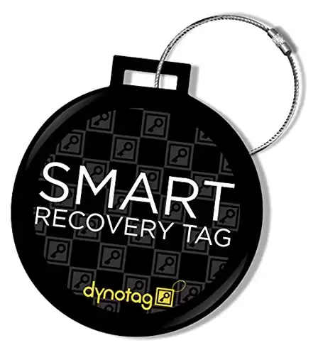Dynotag® Web Enabled Smart DLX.Steel Luggage ID Tag+ Steel Loop w. DynoIQ™ & Lifetime Recovery Service