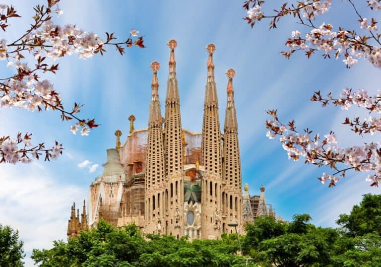 La Sagrada Familia in Barcelona Spain in the Spring