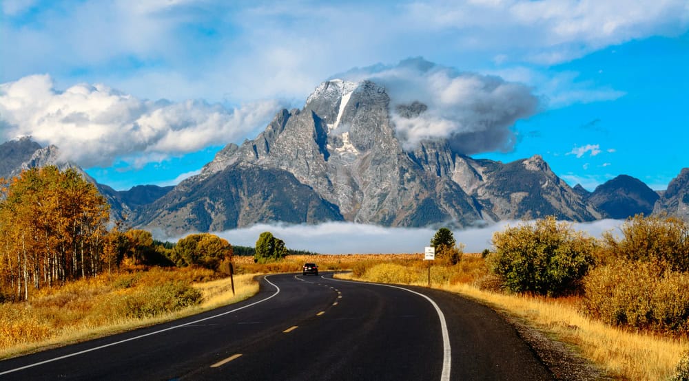 A road in Grand Teton National Park, Wyoming 