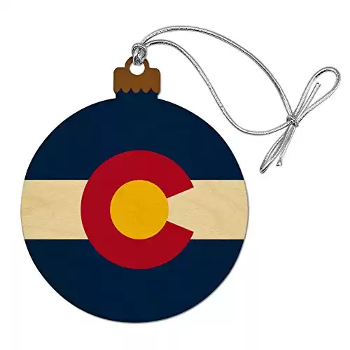 Colorado State Flag Wood Christmas Tree Holiday Ornament