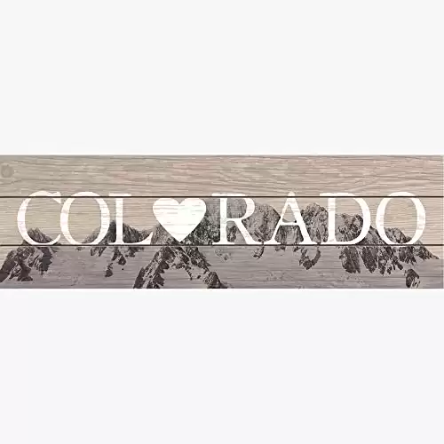 Young's Inc Wood Colorado Mountains Wall Sign - 36'' x 11''