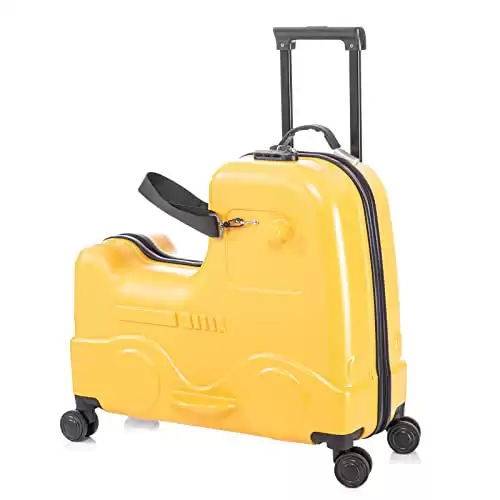 Apelila 22 inch Ride on Suitcase for Kids Travel Luggage Trolley Suitcase with Spinner Wheels