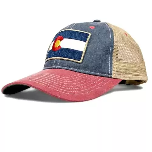 YoColorado Denim Flag Patch Colorado Trucker Hats for Men & Women