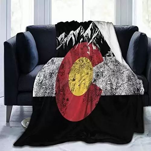 Carwayii Throw Blanket,Colorado Flag Vintage Mountain Flannel Lap Blanket Gifts for Kids
