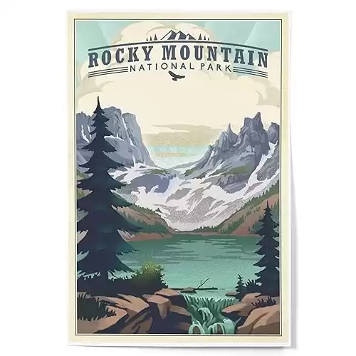 Lantern Press 12x18 Inch Art Print Wall Decor, Rocky Mountain National Park