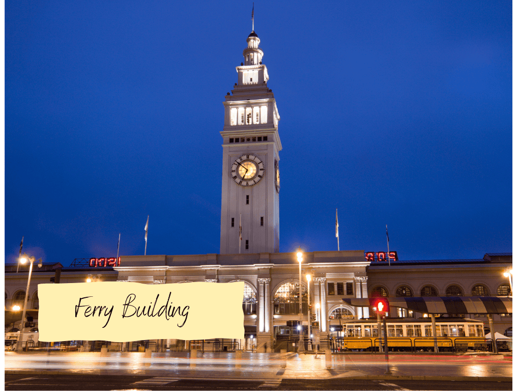 The Ferry Building at night in San Francisco