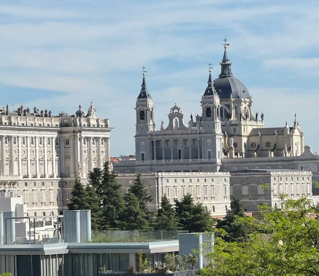 Santa Maria la Real de La Almudena Cathedral and the Royal Palace in Madrid, Spain