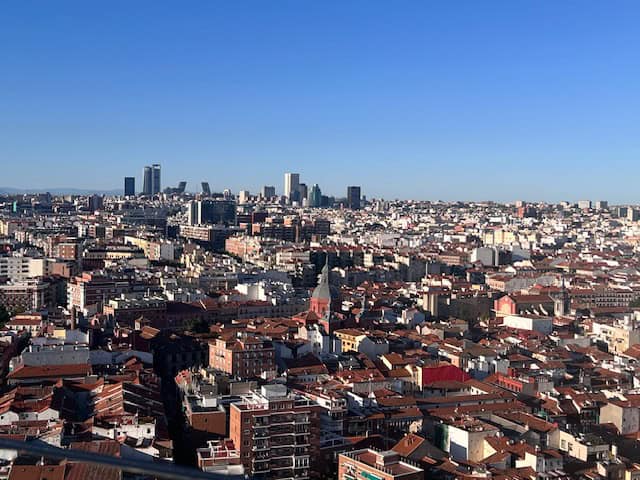 View from inside of the 360 degree Rooftop Bar in Madrid