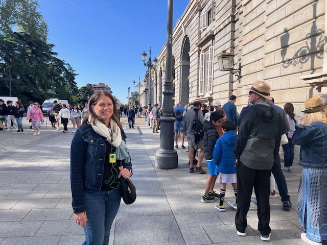 Standing in front of the line at the Royal Palace of Madrid