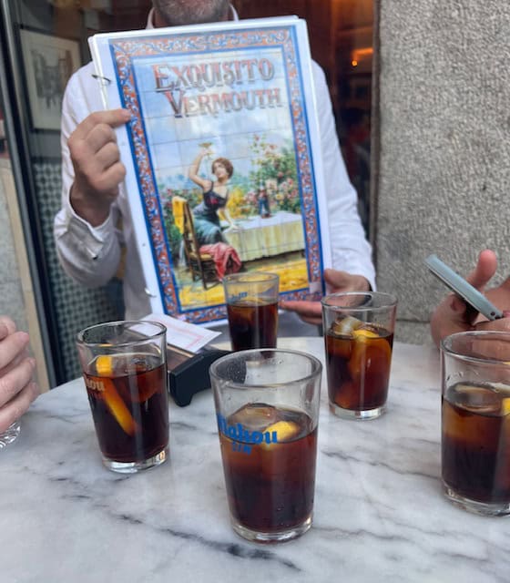 Drinking Vermouth in Old Town Madrid, Spain