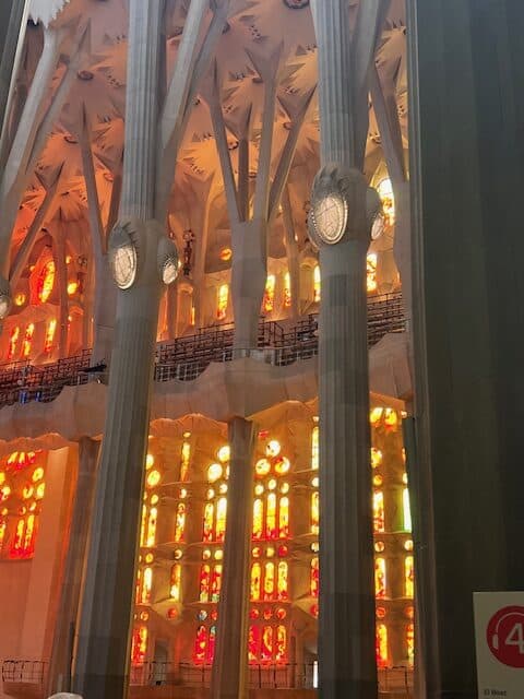 Beautiful windows inside the Sagrada Familia in Barcelona