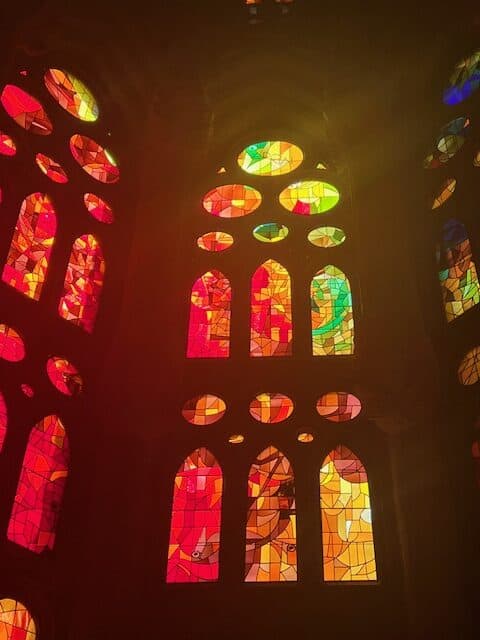 Stained glass window at the Sagrada Familia in Barcelona