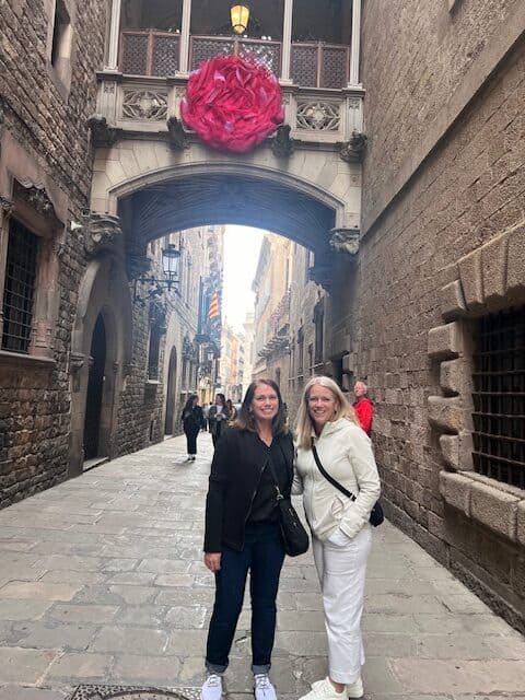 Walking through the Gothic Quarter in Barcelona, Spain