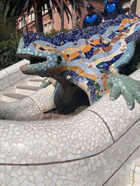 The Gaudi Chameleon in Park Guell, Barcelona, Spain