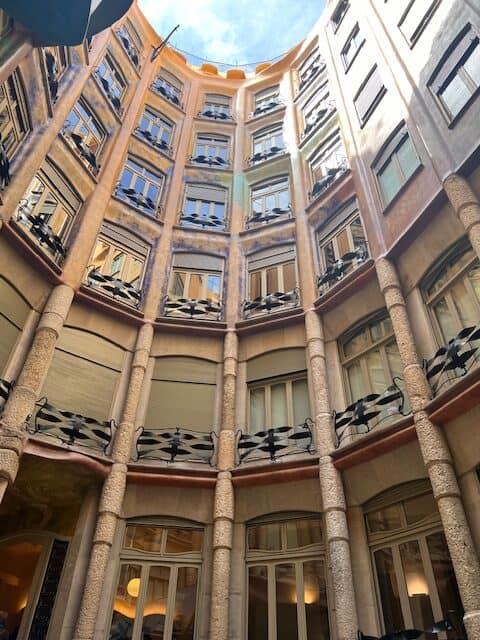 Inside Casa Mila in Barcelona, Spain