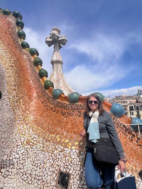 On the rooftop of the Casa Batllo of Barcelona, Spain