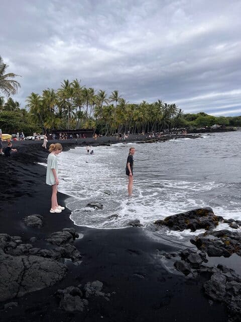 Standing in the shore or Punaluu Black Sand Beach