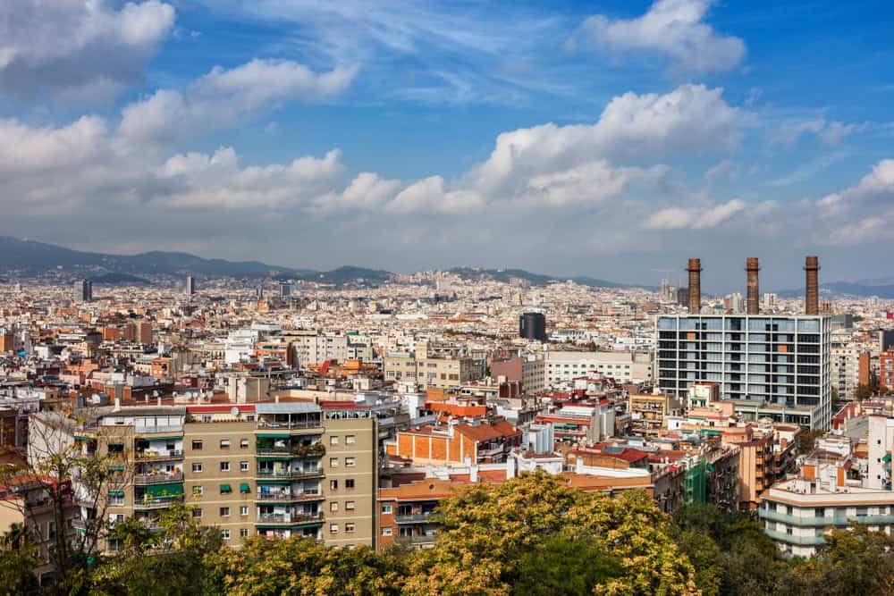 View of the Barcelona city scape from the Poble Sec district.
