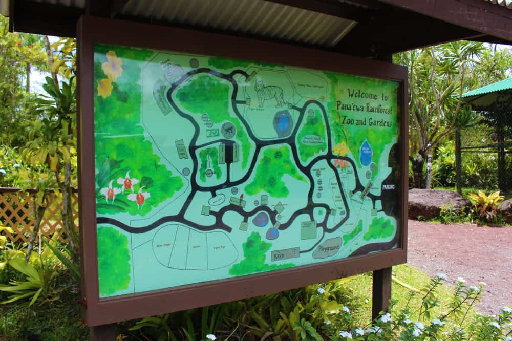 Maps sign at the The Pana'ewa Rainforest Zoo & Gardens