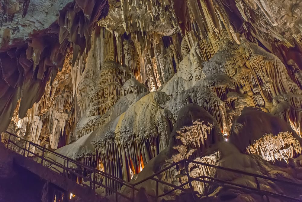 Stalactites and Stalagmites in Valporquero Cave In Carlsbad Caverns National Park 