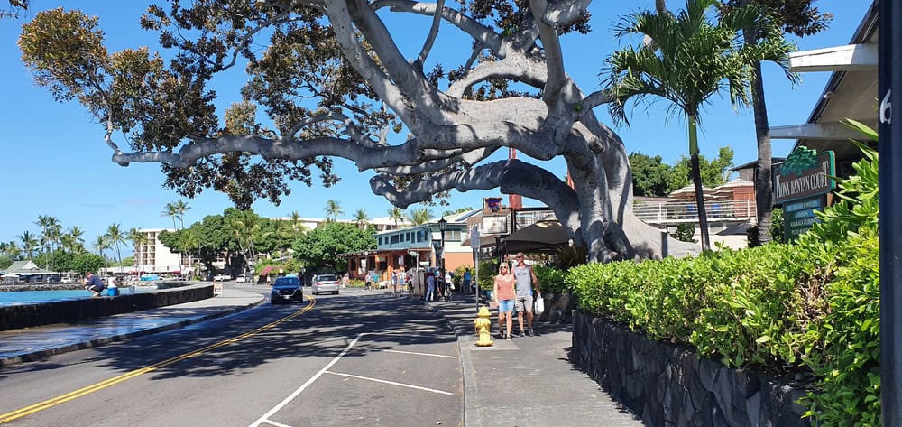 People walking the streets in downtown Kailua-Kona