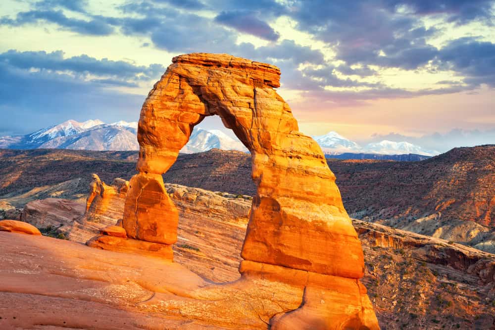 The Delicate Arch at sunset in Arches National Park