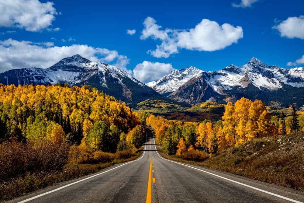 Fall drive in the Colorado mountains near Telluride