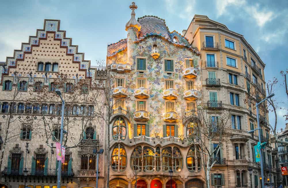 View of Casa Batllo in Barcelona Spain
