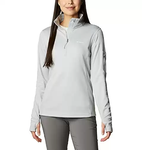 Columbia Women’s Park View Grid Fleece Half Zip, Cirrus Grey/Heather, X-Large