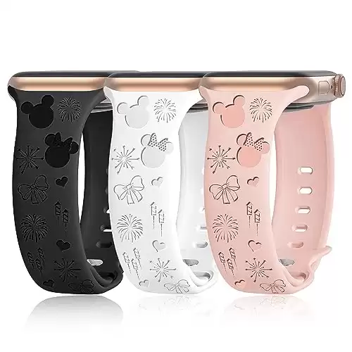 Seizehe 3 Pack Cartoon Engraved Bands Compatible with Apple Watch Band