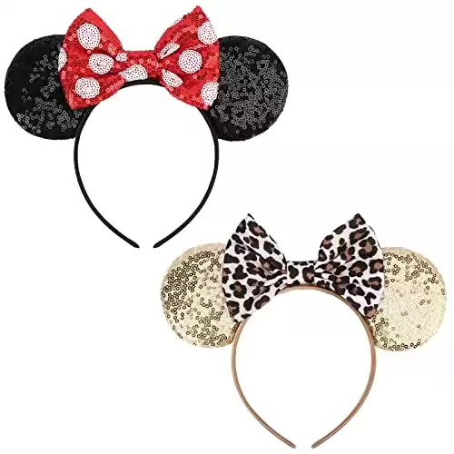 DRESHOW Mouse Ears Bow Headbands Glitter Party Decoration Cosplay Costume for Girls & Women