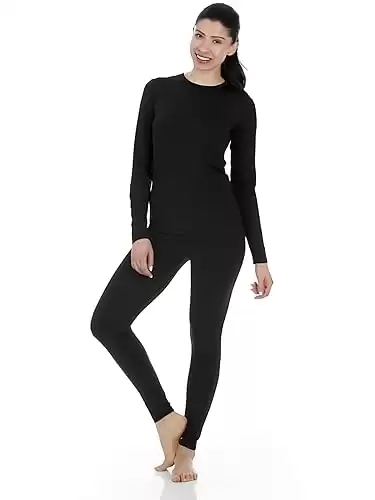 Thermajane Long Johns Thermal Underwear for Women Fleece Lined Base Layer Pajama Set Cold Weather