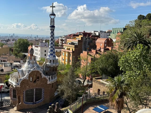 Gaudi designed house at Park Güell in Barcelona, Spain