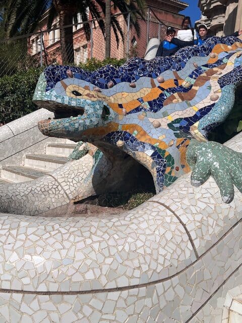 Gaudi chameleon in Park Guell, Barcelona, Spain